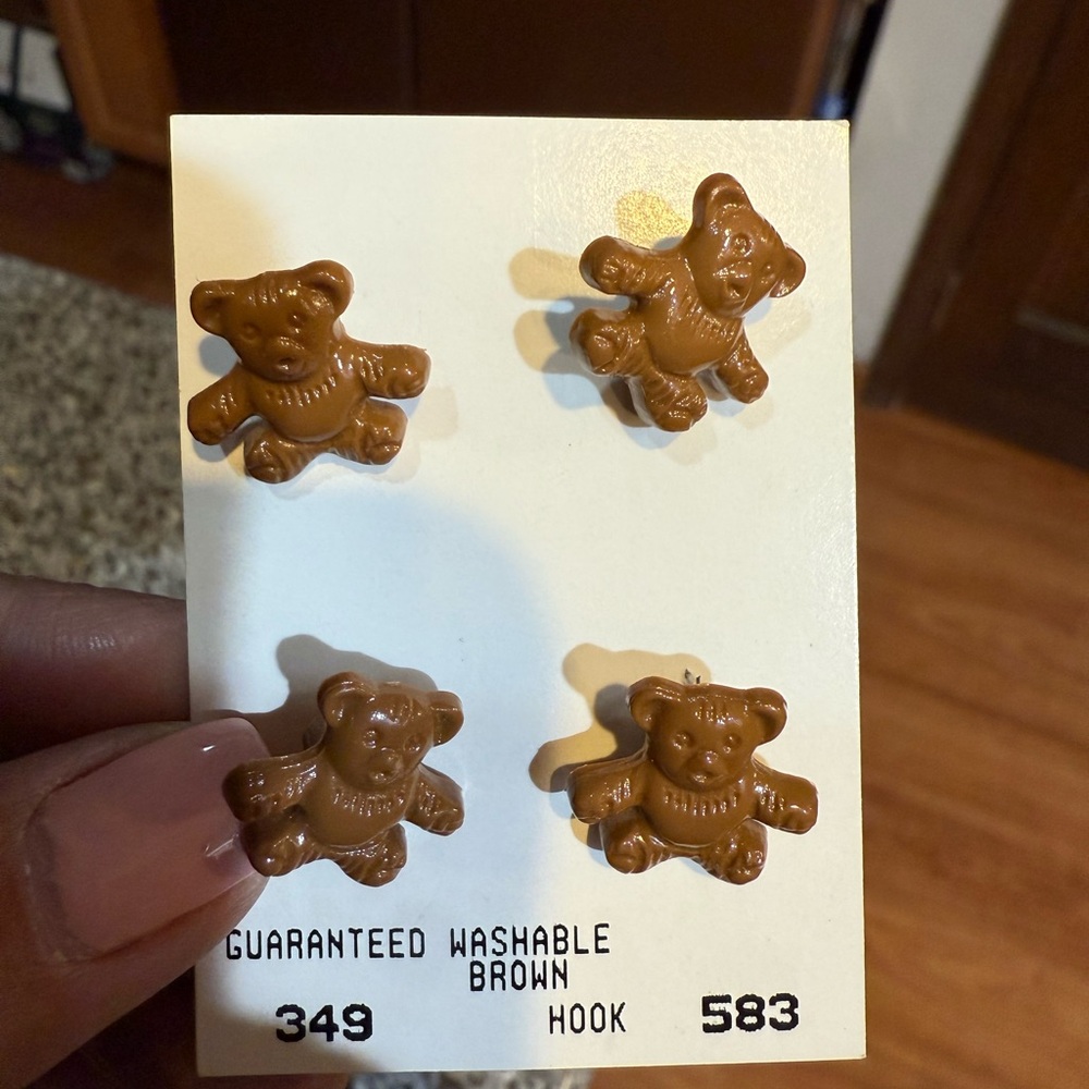 Brown Teddy Bear Buttons for Kids